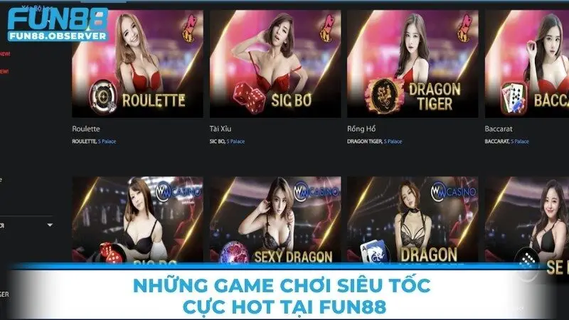 Những game chơi siêu tốc cực hot tại Fun88