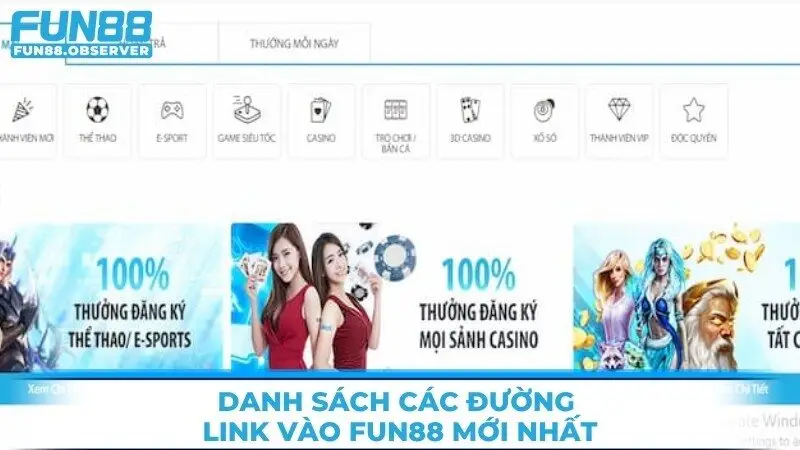 Danh sách các đường link vào Fun88 mới nhất