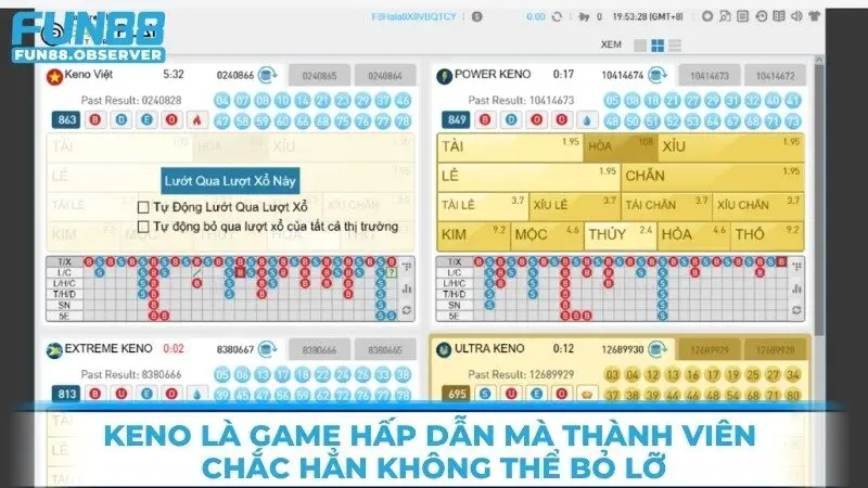 Keno là game hấp dẫn mà thành viên chắc hẳn không thể bỏ lỡ